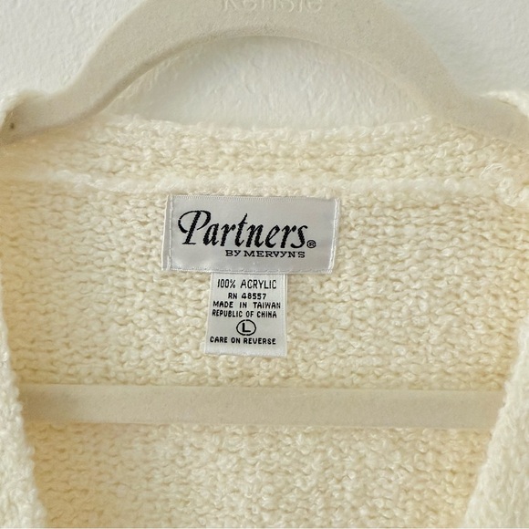Vintage Partners By Mervyns Knit Cream Button Front Cardigan Sweater Size L - Picture 6 of 11